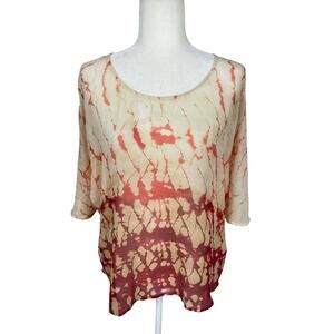Gypsy 05 Silk Sheer Dyed Short Sleeve Tunic Top Small Resort Chic Vacation NWT